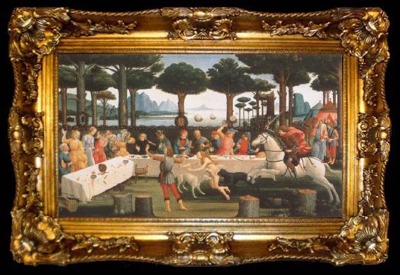 framed  Sandro Botticelli workshop picture out of the series the story of the Anastasius degli Onesti, ta009-2